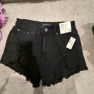 Aeropostale Women's Black Frayed Jean Shorts